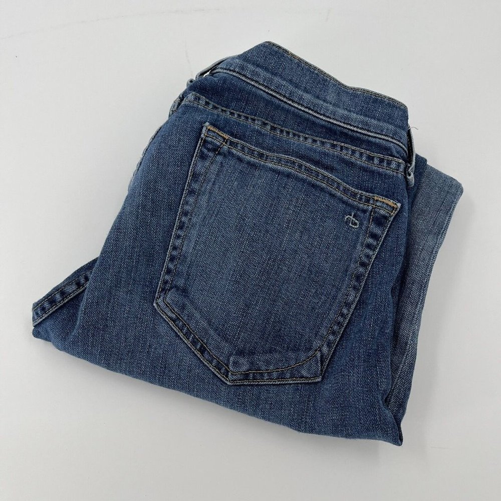 Rag & Bone Jeans Women's Size 26 Blue Ripped Distressed Straight Leg Raw Hem